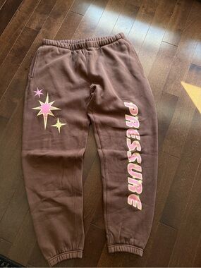 Brown Baggy Pressure Streetwear Cuffed Sweatpants Joggers Xavier Wulf Size L